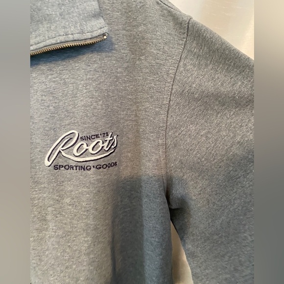 Roots 1/4 Zip Grey Pullover Sweatshirt Heathered Grey  Adult XLG - Picture 6 of 15